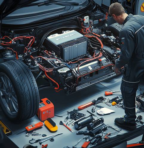 mechanic-performing-maintenance-hybrid-vehicle